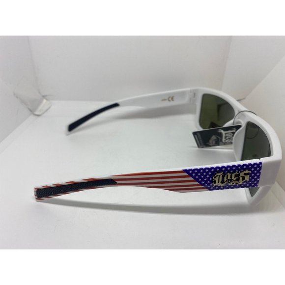 LOCS Hardcore Gangster Sunglasses Lowrider Biker White Yellow American Flag NEW - Picture 5 of 5